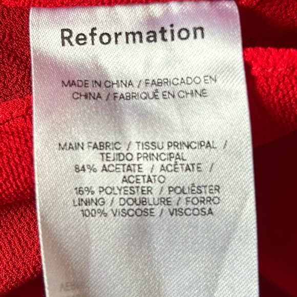 Reformation Maves Bridesmaid Satin Mini Dress Cherry Red Off-Shoulder Sz S - Picture 15 of 16